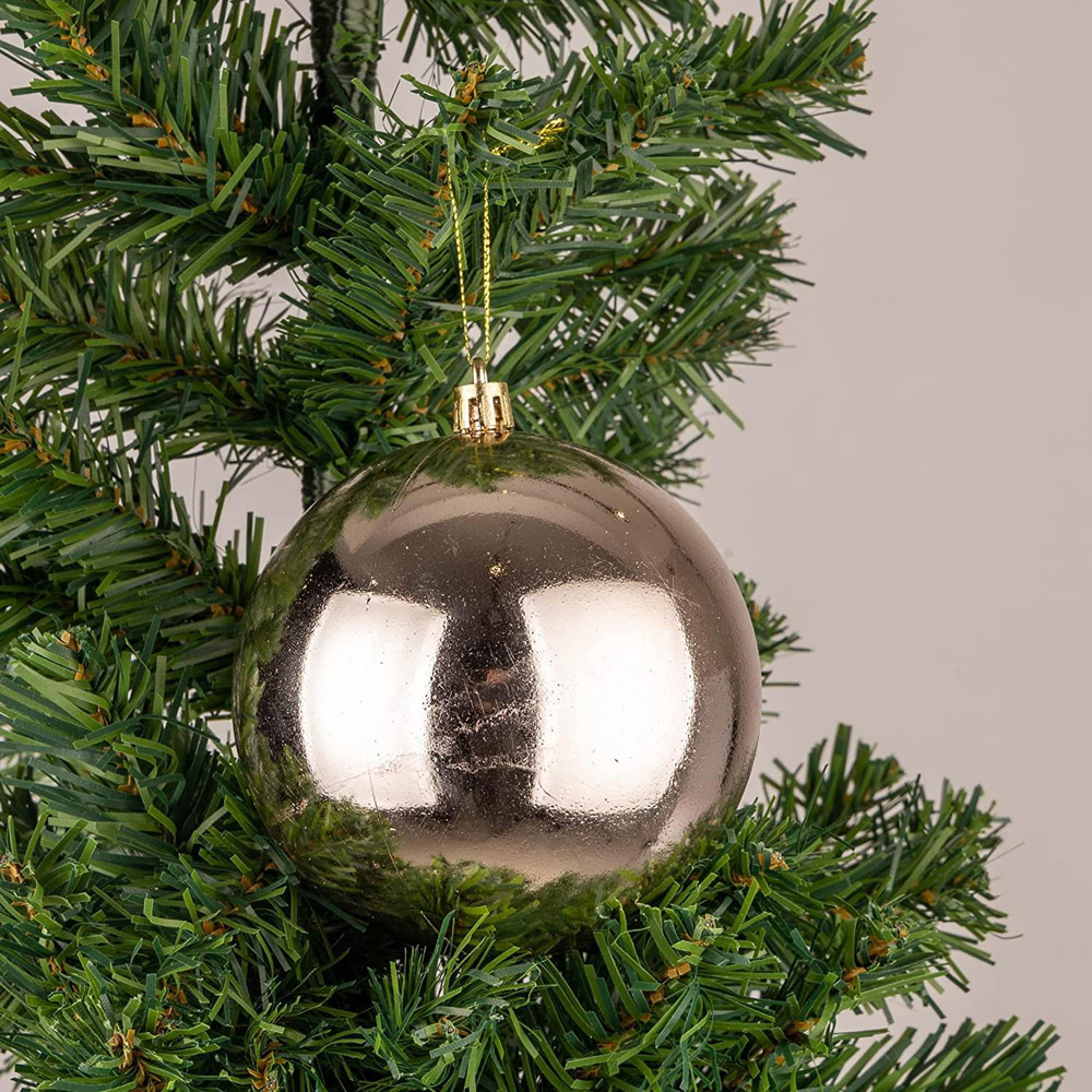 Shatchi 6cm Champagne Gold Shatterproof Christmas Baubles 6 Pack Image 2