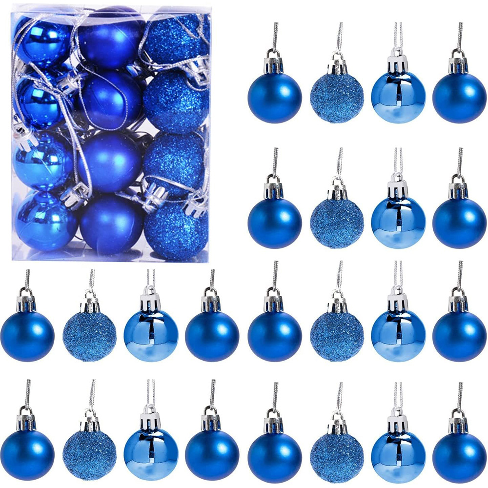 Shatchi 3cm Blue Shatterproof Christmas Baubles 24 Pack Image 4