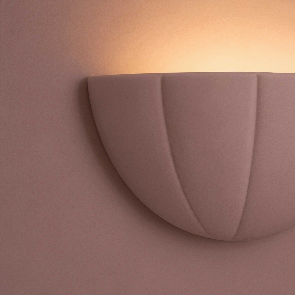 ValueLights Leonardo Dusky Pink Ceramic Scallop LED Flush Wall Light with Bulb Image 5
