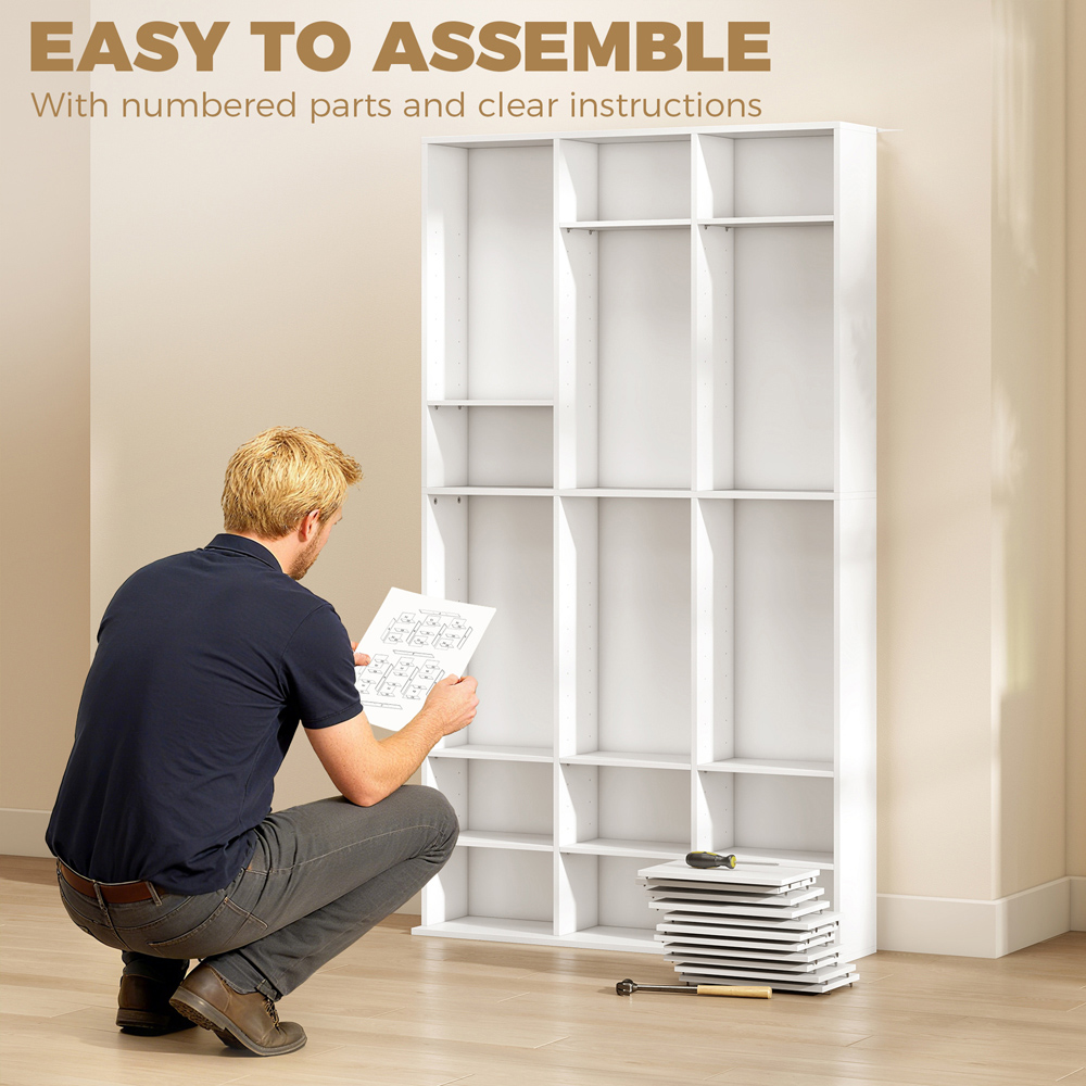 HOMCOM 27 Shelf White DVD Storage Unit Image 8