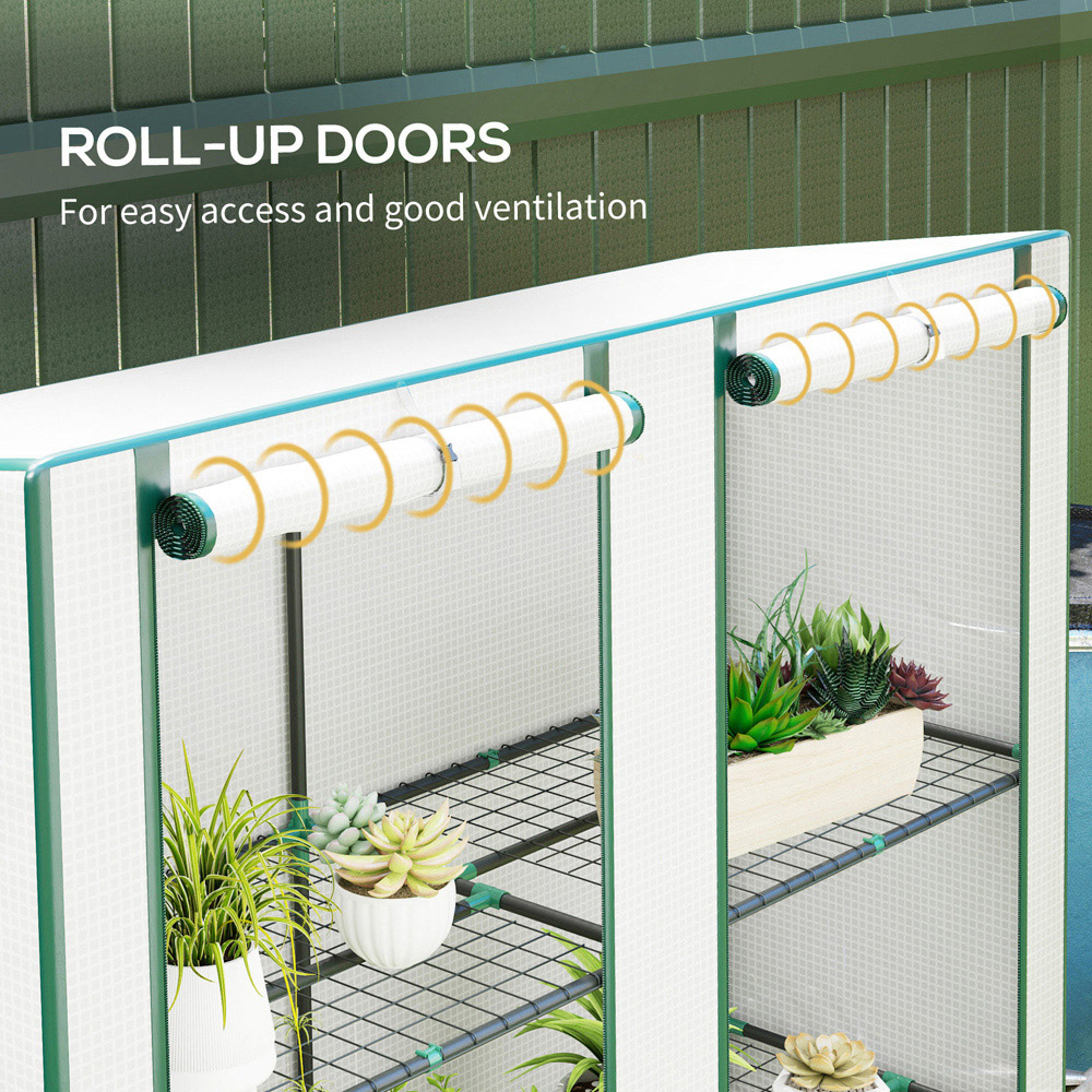 Outsunny White and Green 3 Shelf PE Cover 4.7 x 1.5ft Lean To Mini Greenhouse Image 6