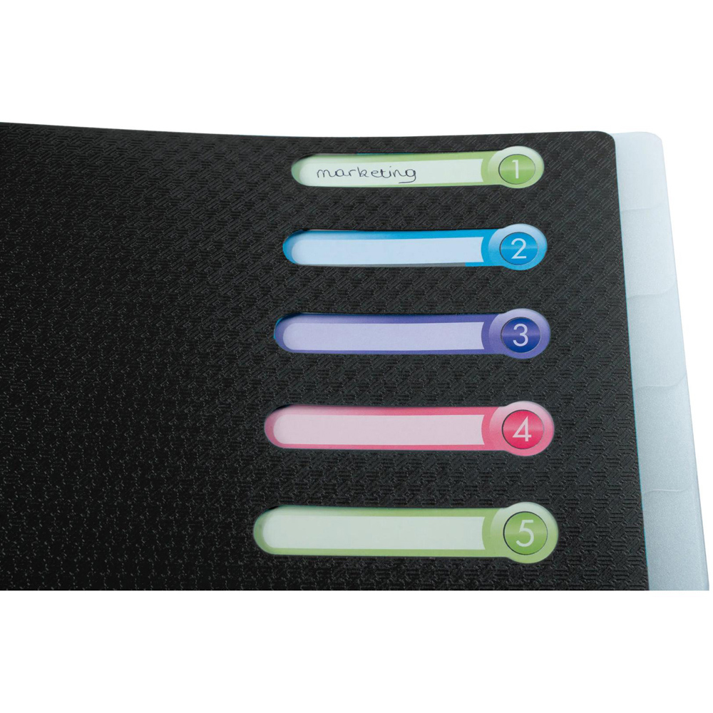 Exacompta Opak A4 8 Compartment Black Elasticated 3 Flap Multi-Part File 10 Pack Image 4