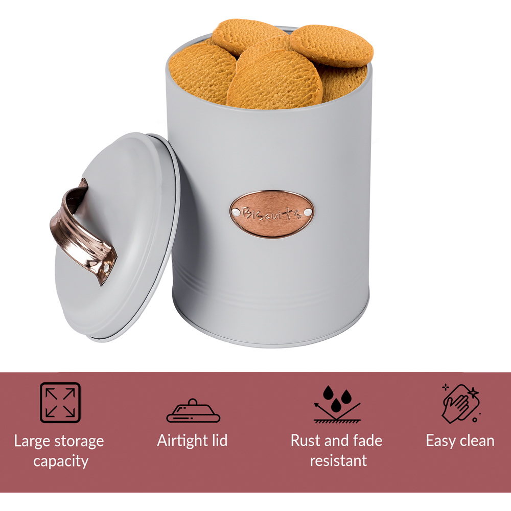 Innoteck Essentials Grey Round Vintage Biscuit Tin with Lid Image 3