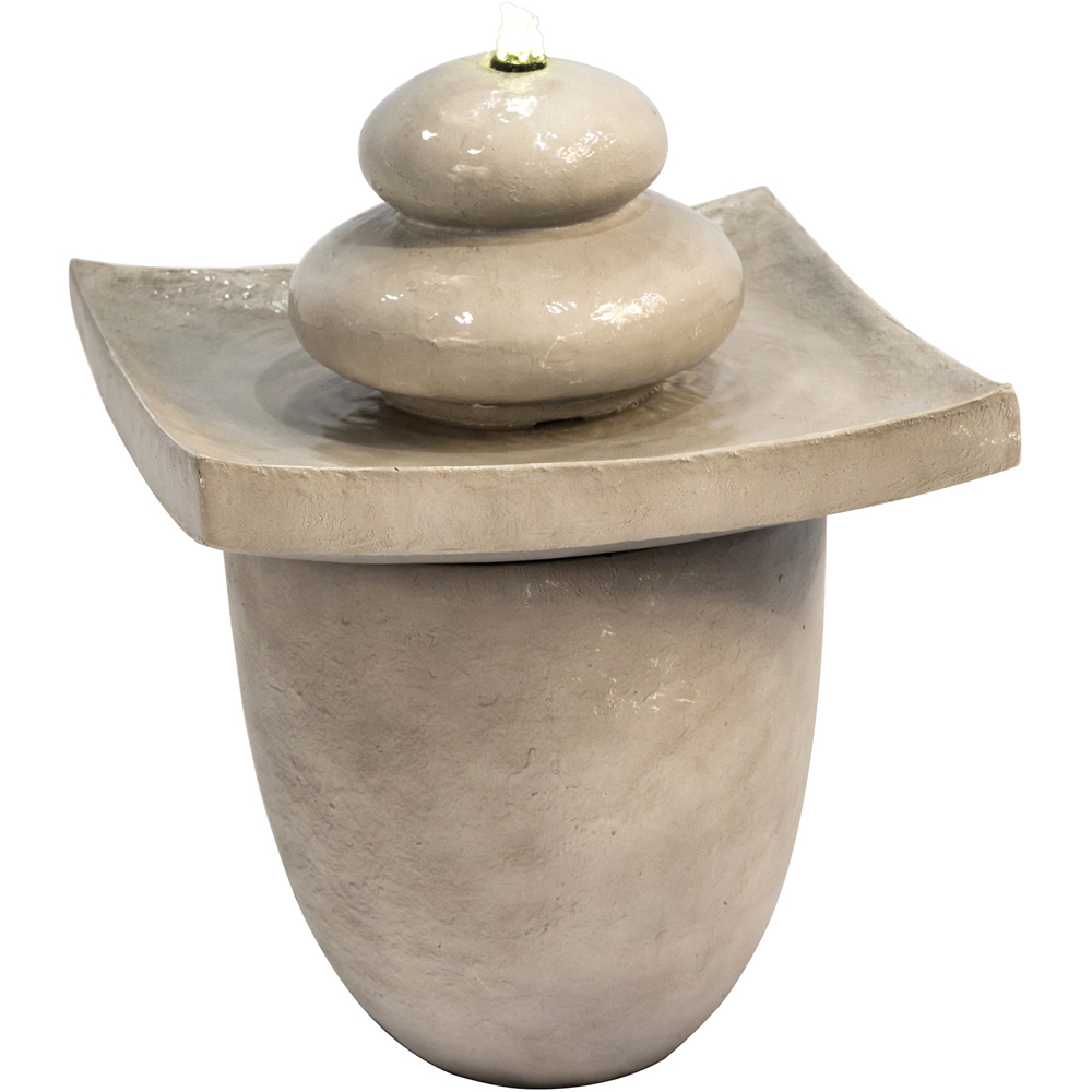 Teamson Home 2 Tier Outdoor Zen Stones Fountain with LED Light Image 1