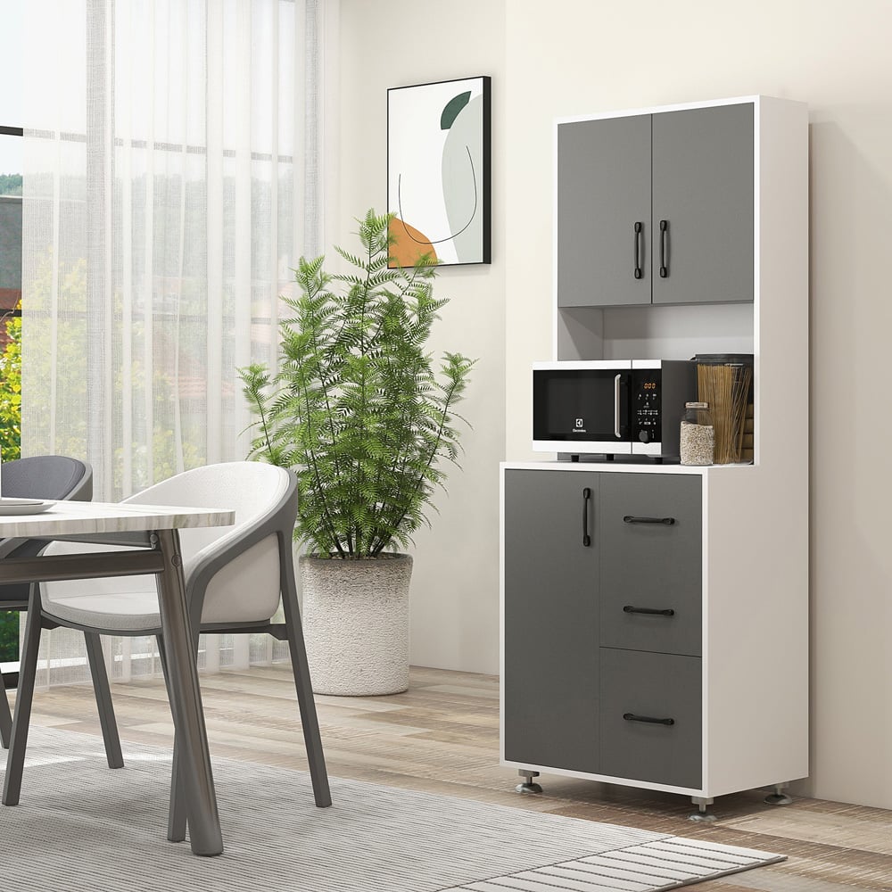 Portland 3 Door 3 Drawer Grey Kitchen Storage Cabinet Image 4