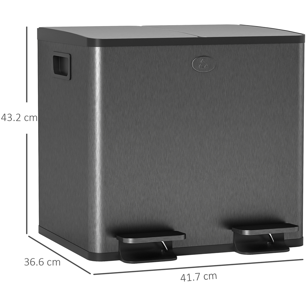 HOMCOM Dual Recycling Black Kitchen Pedal Bin 30L Image 9