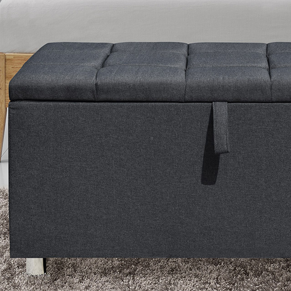 Brooklyn Grey Linen Fabric Ottoman Blanket Box Image 2