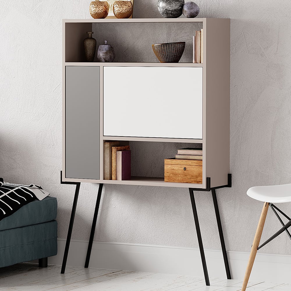 Decortie Tatti Laptop Desk with Shelf Mocha Grey and White Image 1