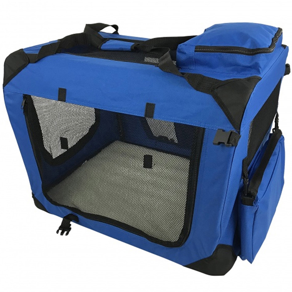 Folding Soft Crate Fabric Pet Carrier - Blue - Small Image 1