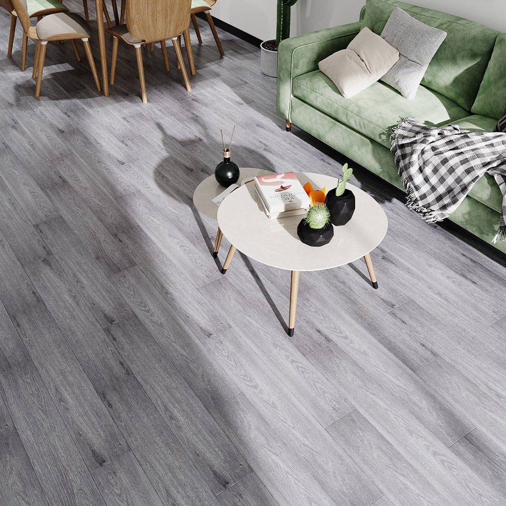 Living and Home Light Grey Wood Grain Rectangle PVC Flooring 20 Pack Image 1