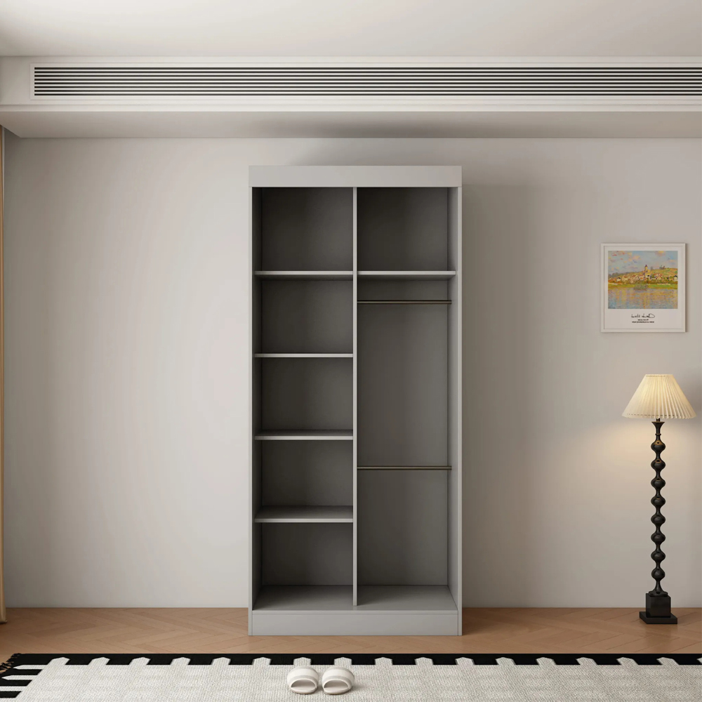 ARTESA Berlin 2 Door Grey Mirrored Sliding Wardrobe 100cm Image 3