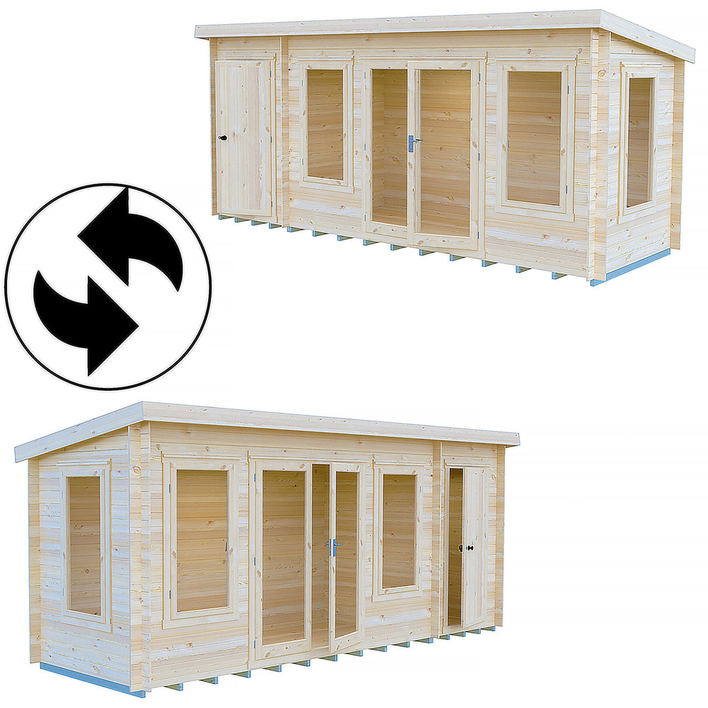 Shire Elm 6 x 17ft Contemporary Style Dual-Purpose Pent Log Cabin with Integral Storage Image 6