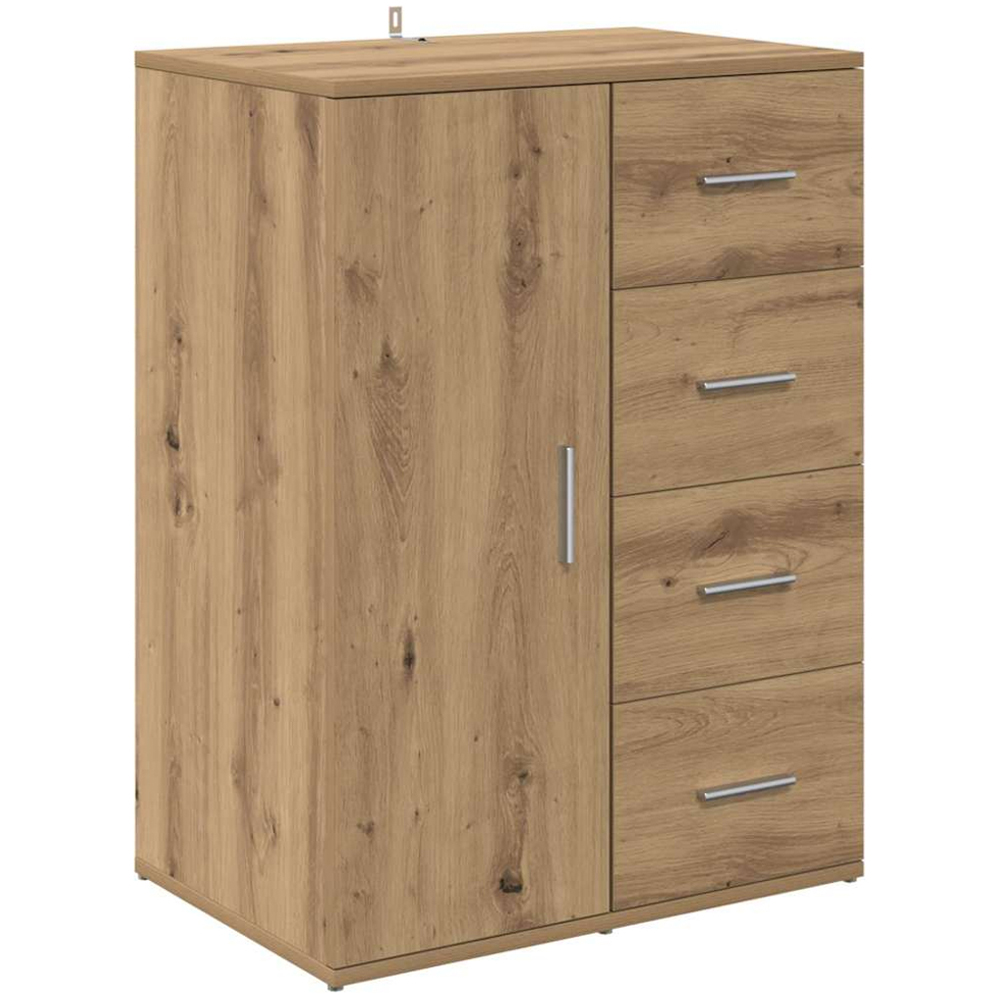 vidaXL Single Door 4 Drawer Artisan Oak Sideboard Image 2