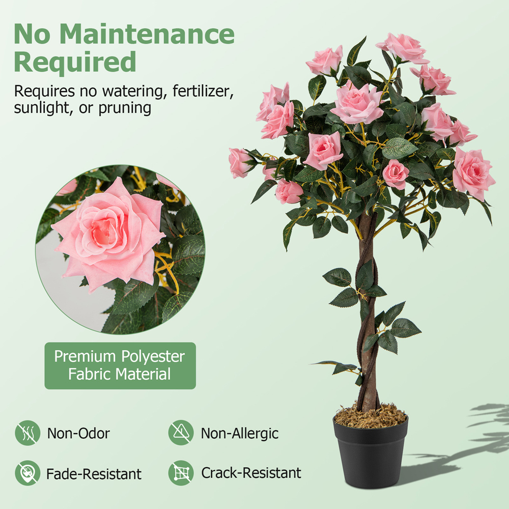 Costway Pine Rose Artificial Tree In Pot 3ft Image 6