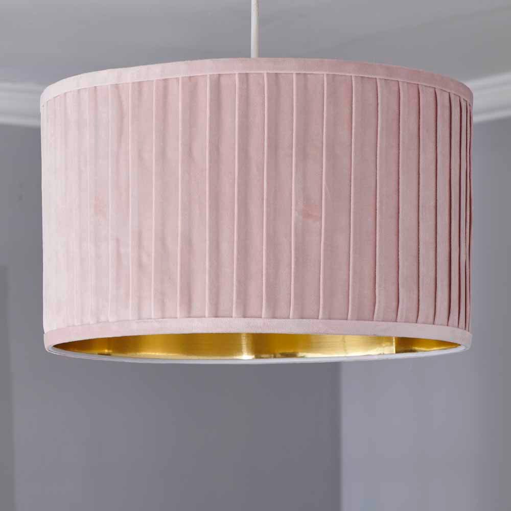 Wilko Pink Velvet Pleated Light Shade 40cm Wilko