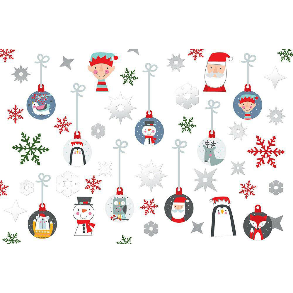 Walplus Colourful Snowflakes and Christmas Friends Self Adhesive Window Stickers 95 Piece Image 2