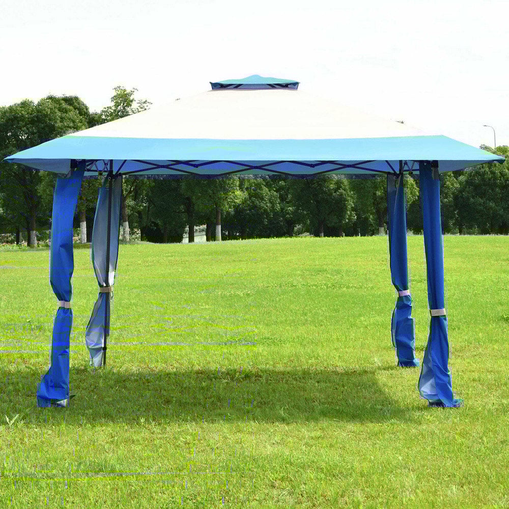 Costway Blue Large Adjustable Height Gazebo Canopy Image 1
