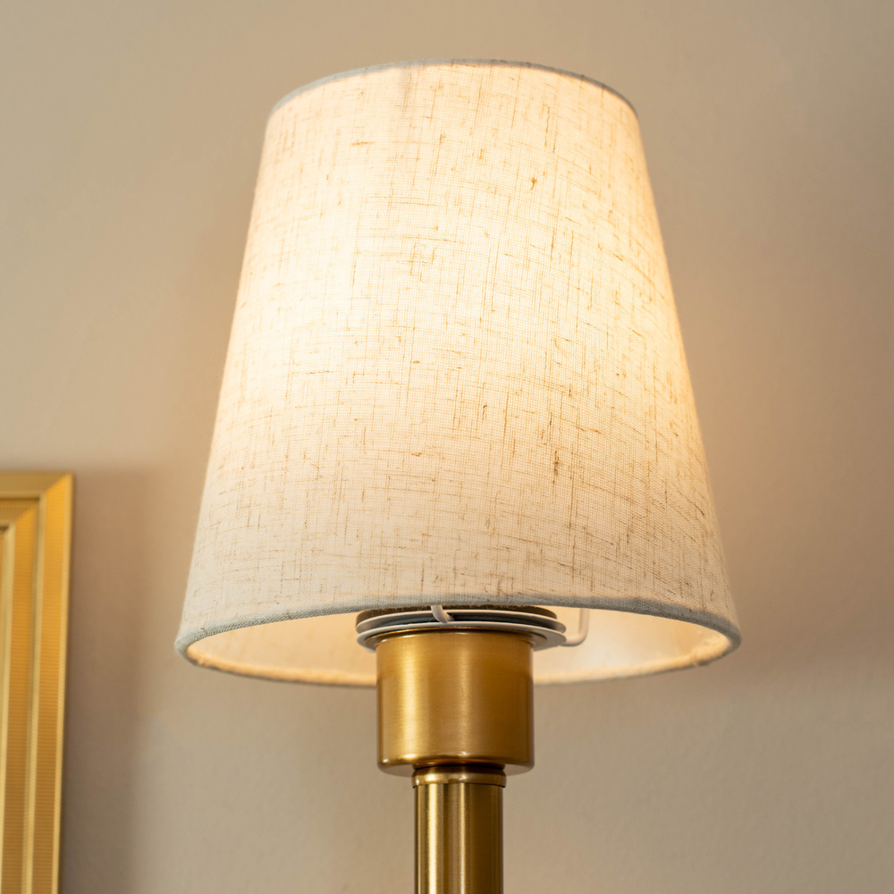 ValueLights Kincaid Plated Gold Wall Light with Cream Shade and LED Bulb Image 3