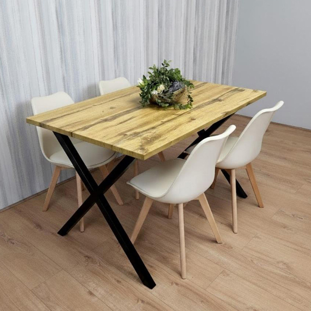 Portland Kosy Koala 4 Seater Dining Set Wood Effect and Cream Image 4