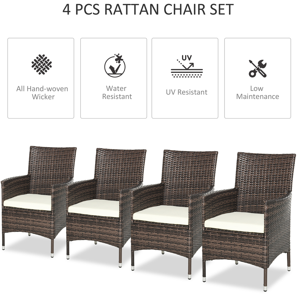Outsunny Set of 4 Brown Rattan Garden Chair Image 7