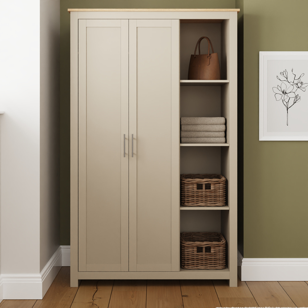 GFW Lancaster 2 Door 4 Shelf Cream Wardrobe Image 3