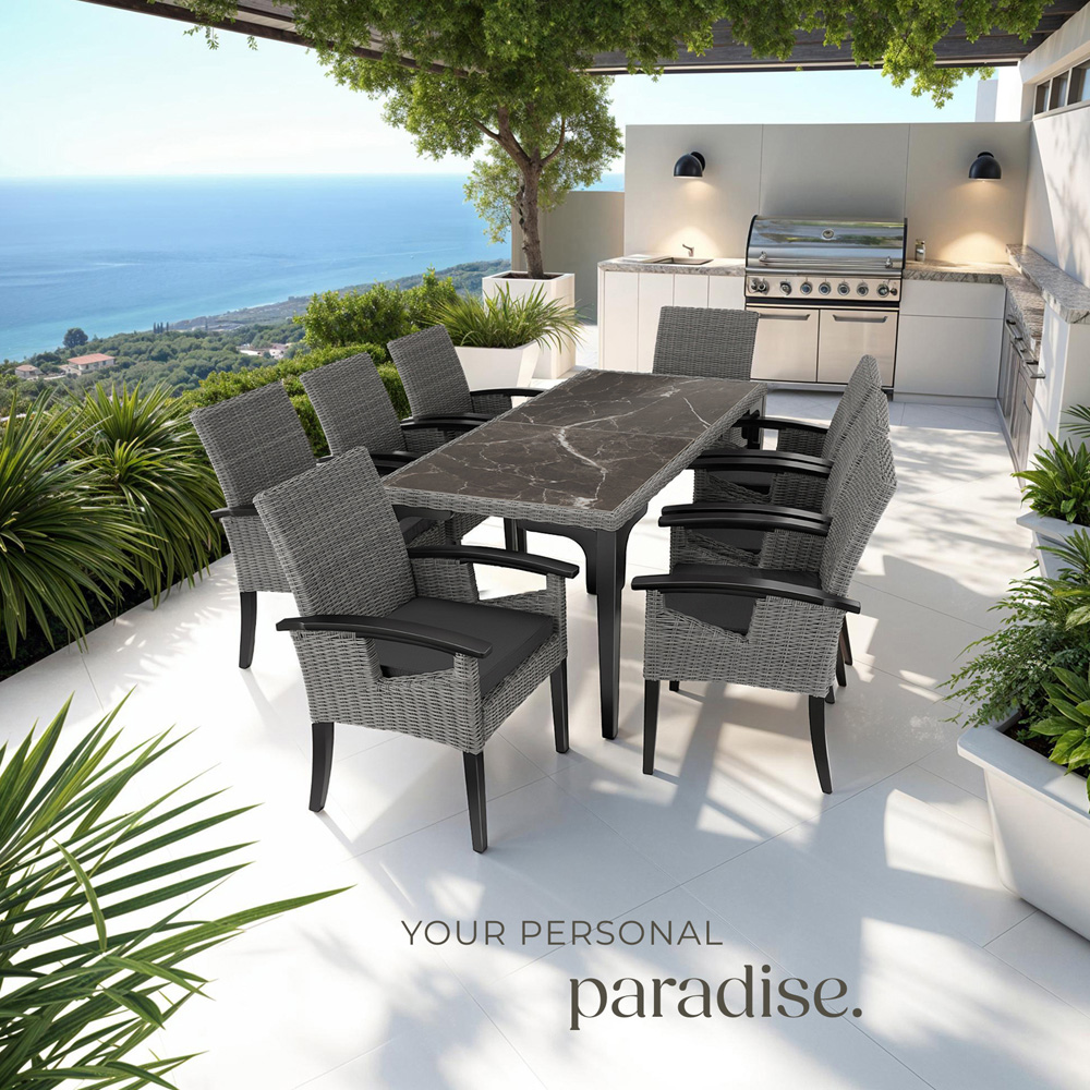 tectake Rosarno Grey Rattan Wooden Frame Garden Chair Image 8