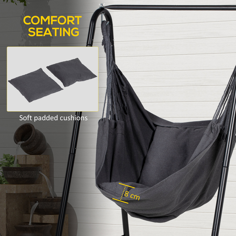 Outsunny Dark Grey Hammock with Stand Image 6
