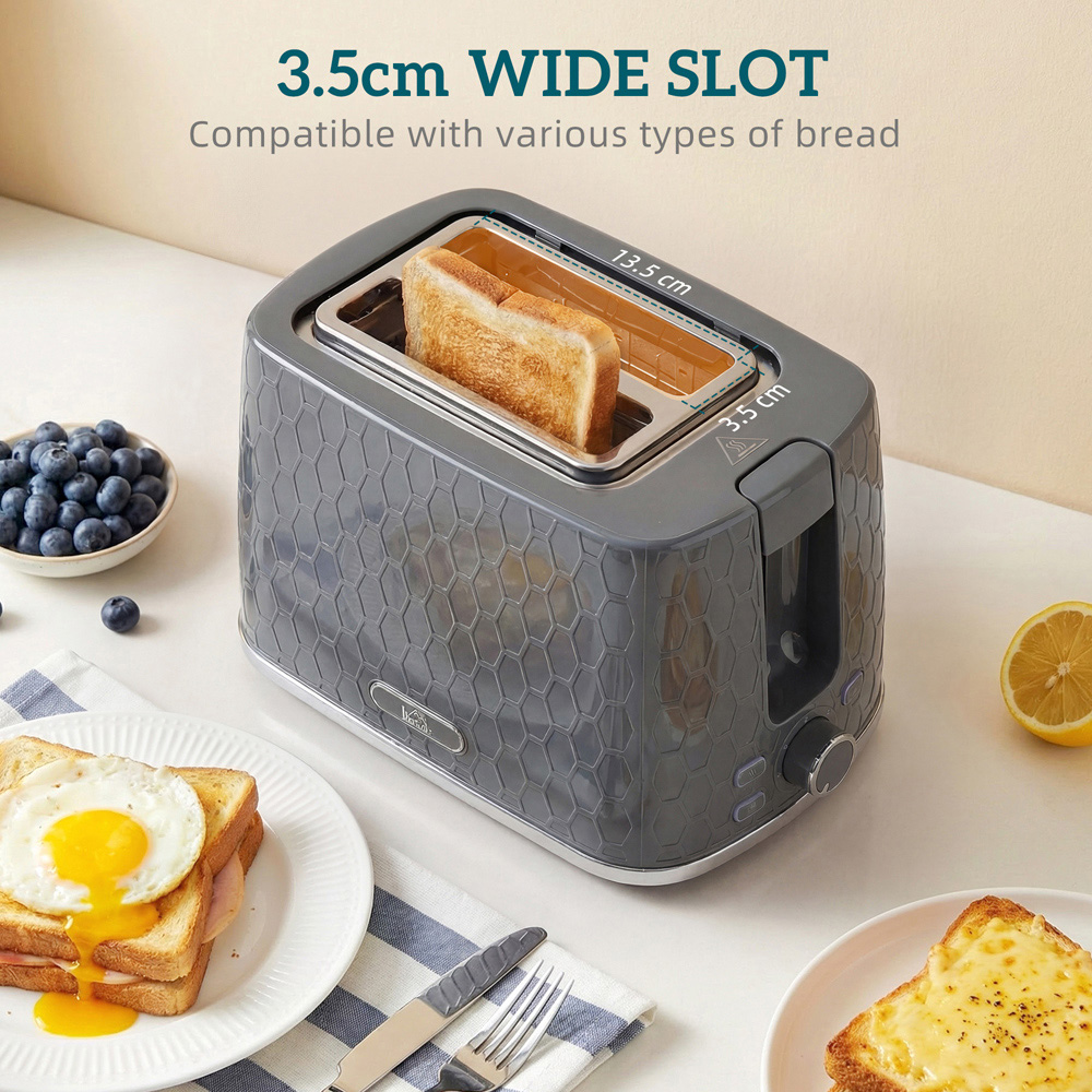 HOMCOM Grey 1.7L Fast Boil Kettle and 2 Slice Toaster Set Image 8