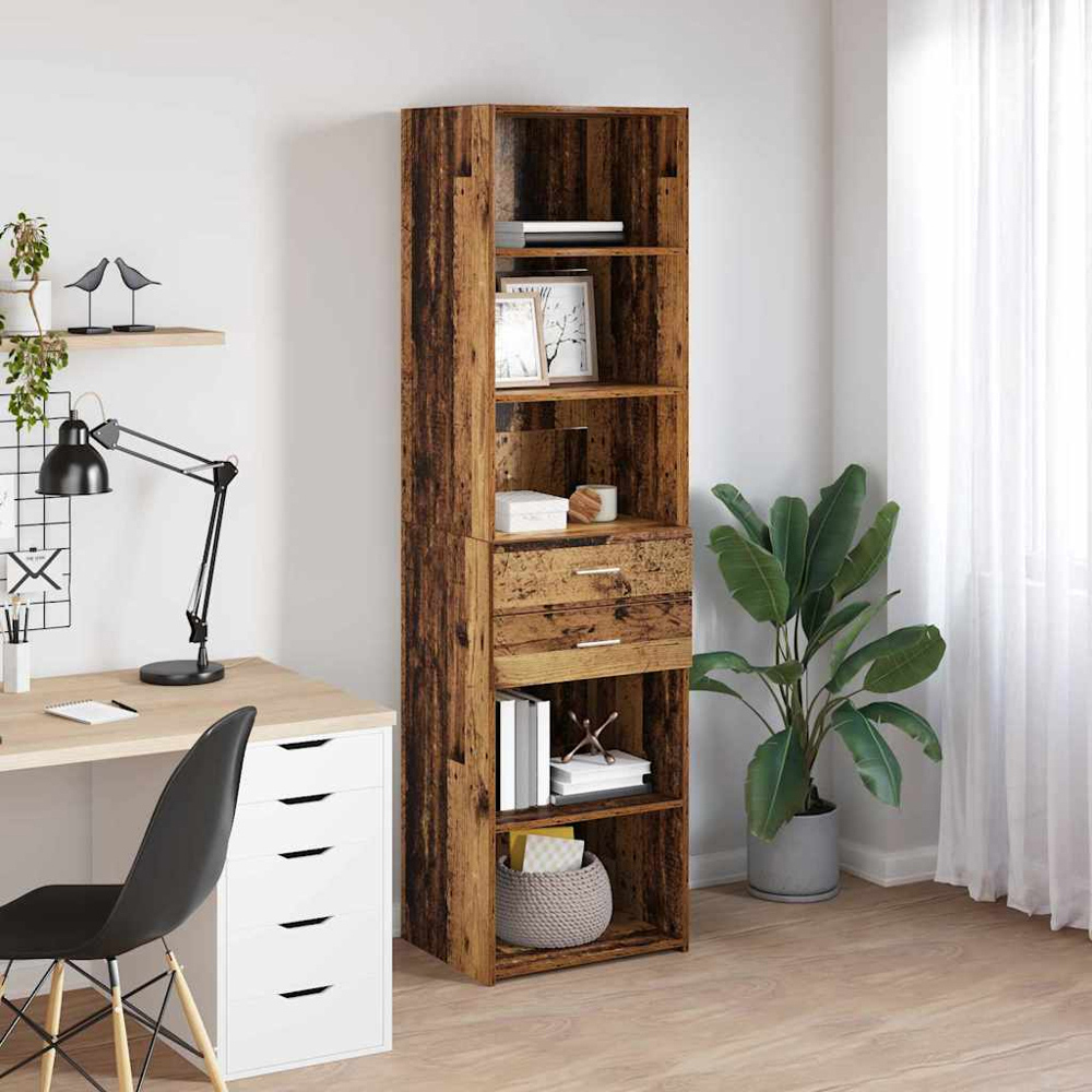 vidaXL 2 Drawer 5 Shelf Old Wood Highboard Image 9