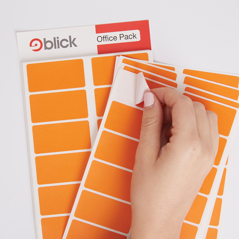 Blick Orange Rectangular Self Adhesive Office Stickers 25 x 50mm 320 Pack Image 2