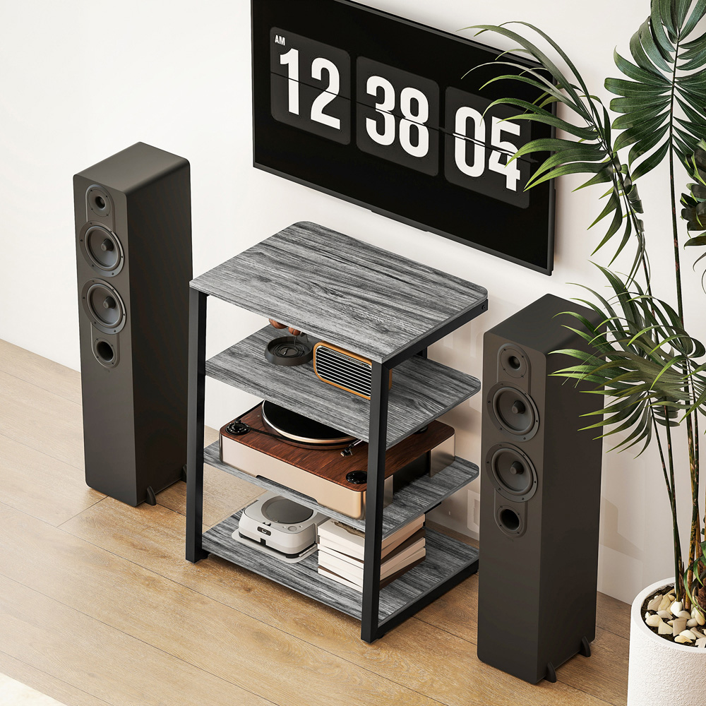 HOMCOM 4-Tier Dark Grey HiFi Rack Stand Image 4
