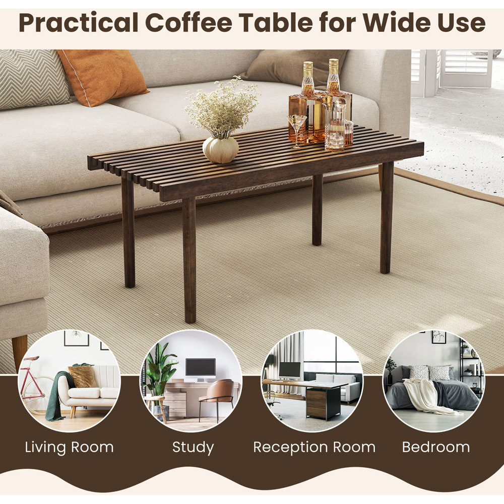 Costway Slatted Top Coffee Table Image 6