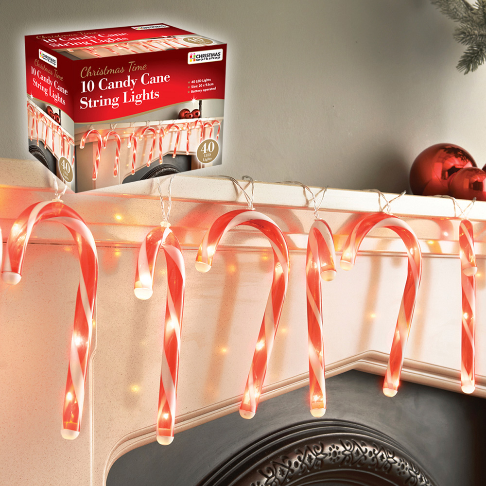 The Christmas Workshop 10 Piece Candy Cane LED String Lights Image 5