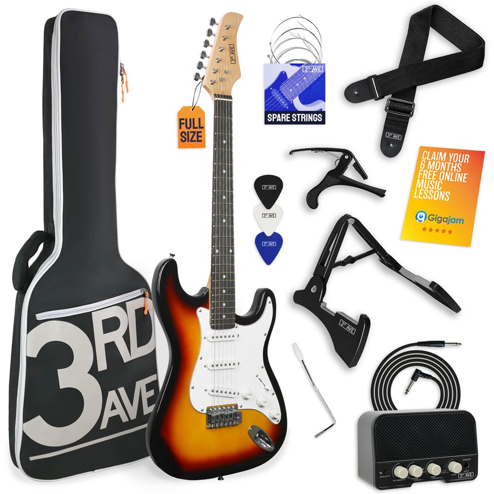 3rd Avenue Sunburst Full Size Electric Guitar Set Image 1