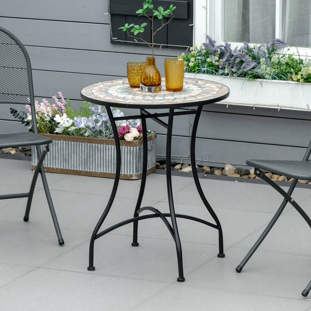 Outsunny Mosaic Round Bistro Table Green Image 7