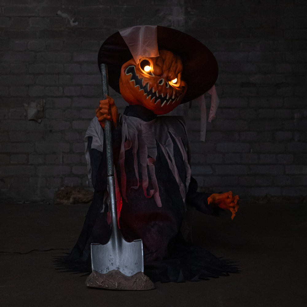 Samuel Alexander Pop-Up Animatronic Pumpkin Head Scarecrow Halloween Decoration 3ft Image 2