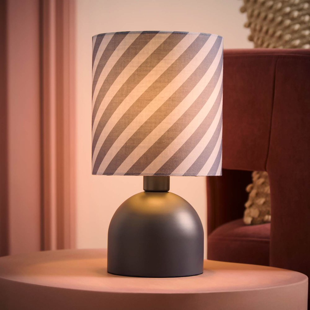 ValueLights Miley Twist Print Shade Grey LED Table Lamp with Bulb Image 2