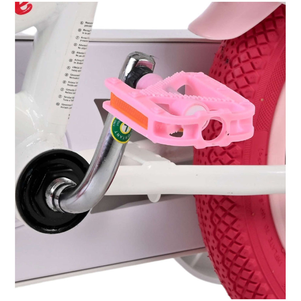 Volare Unicorn Kids 12 inch White and Pink Bike with Stabilisers Doll Seat and Basket Image 8