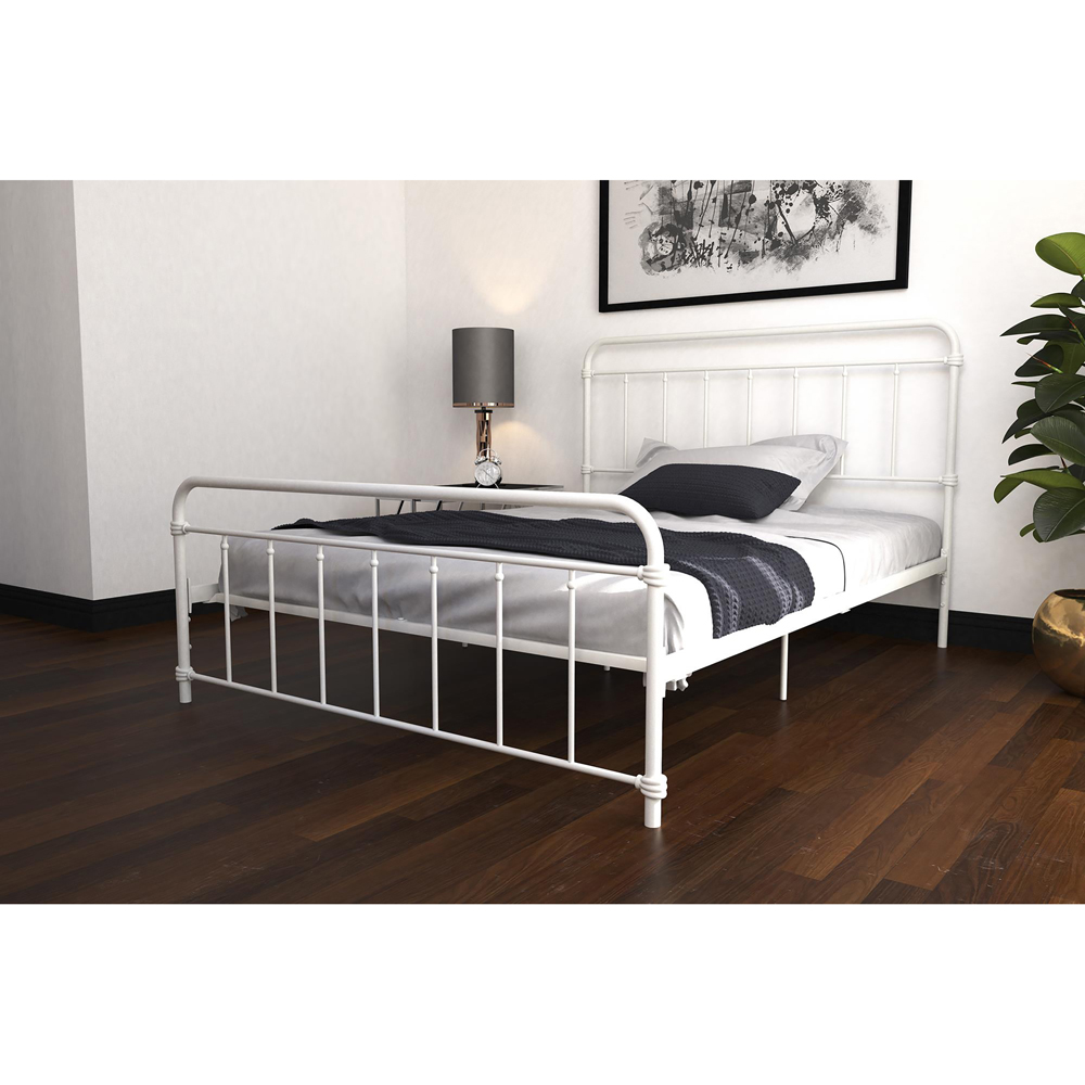Dorel Wallace King Size White Metal Bed Frame Image 6