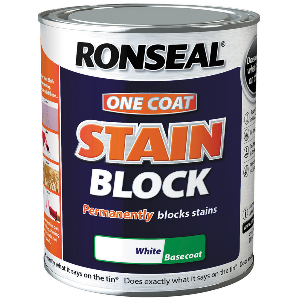 Ronseal White Satin One Coat Stain Block 750ml Image 2