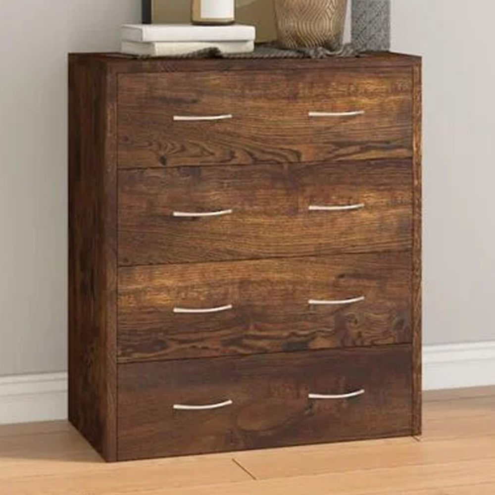 vidaXL 4 Drawer Smoked Oak Sideboard Image 1
