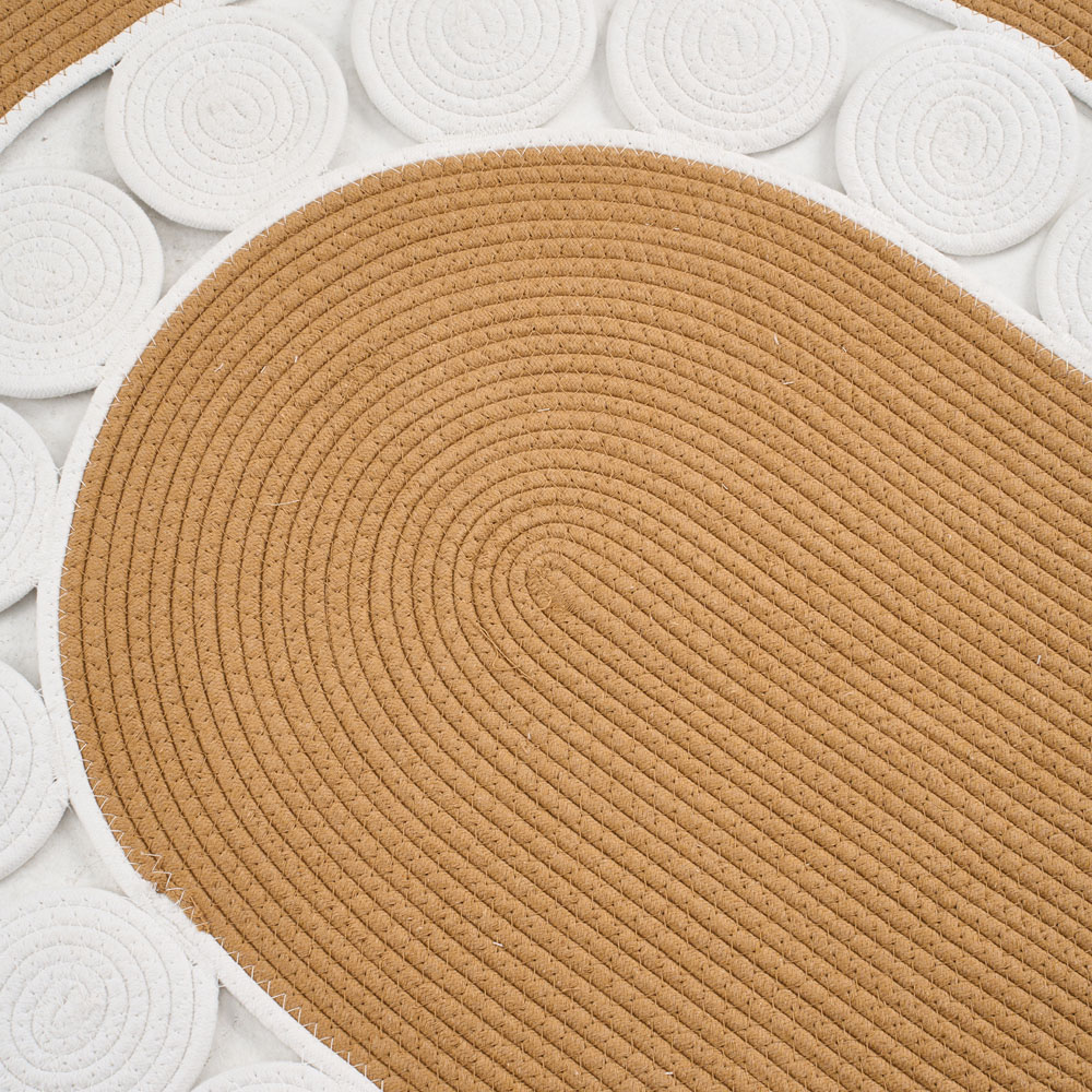 Living and Home Brown and White Braided Oval Rug 120 x 80cm Image 5