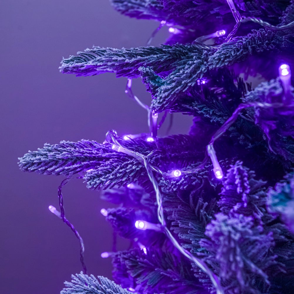 The Christmas Centre 120 Purple LED Multifunction Clear Cable String Light 19m Image 4