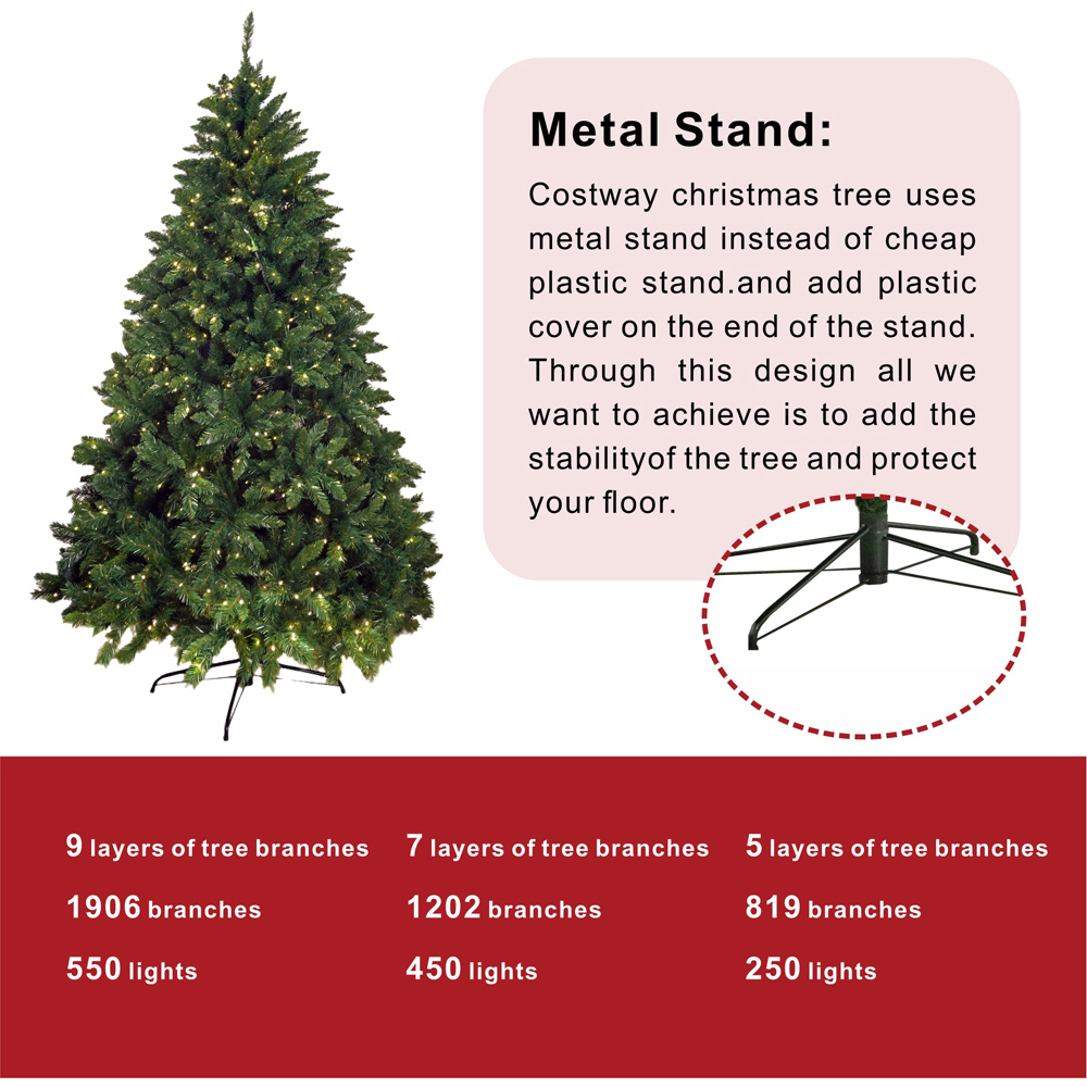 Abrihome Pre Lit Artificial Christmas Tree with Hinged Branches 6ft Image 7
