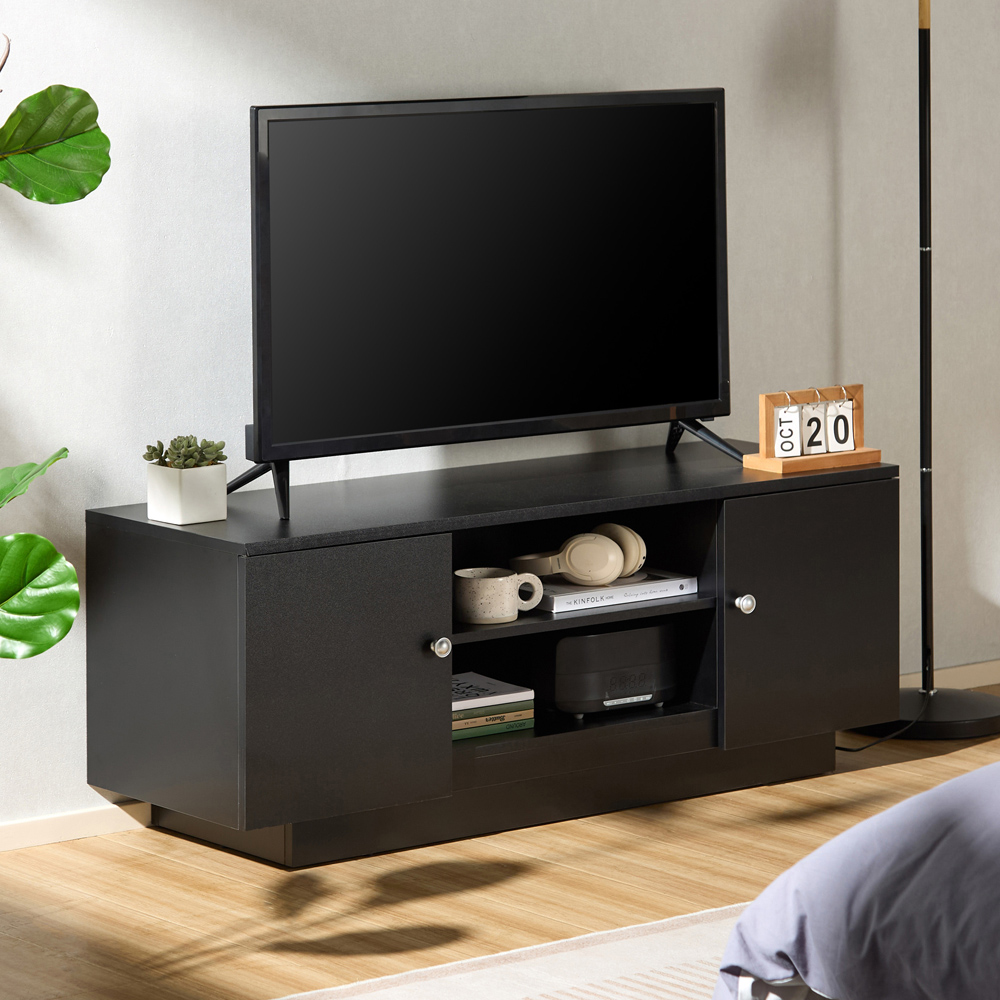 TTAP Venice Black 2 Door 2 Shelf TV Cabinet Image 5