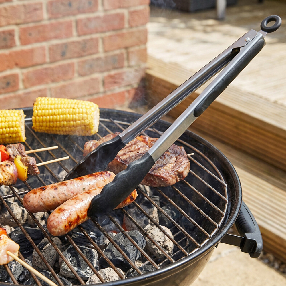 BBQ Equipment Stainless Steel Tongs Black Image 2