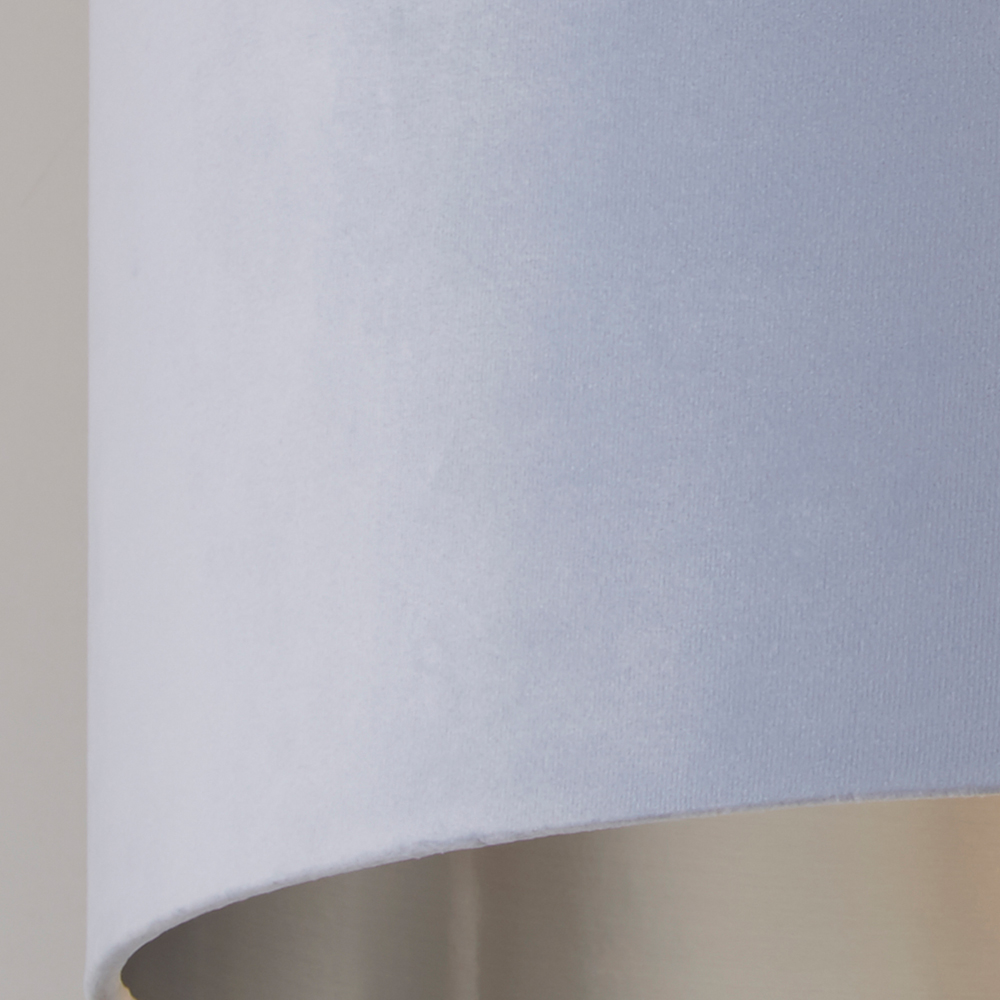 Lighting Collection Light Blue Silver Inner Velvet Drum Shade 45cm Image 4