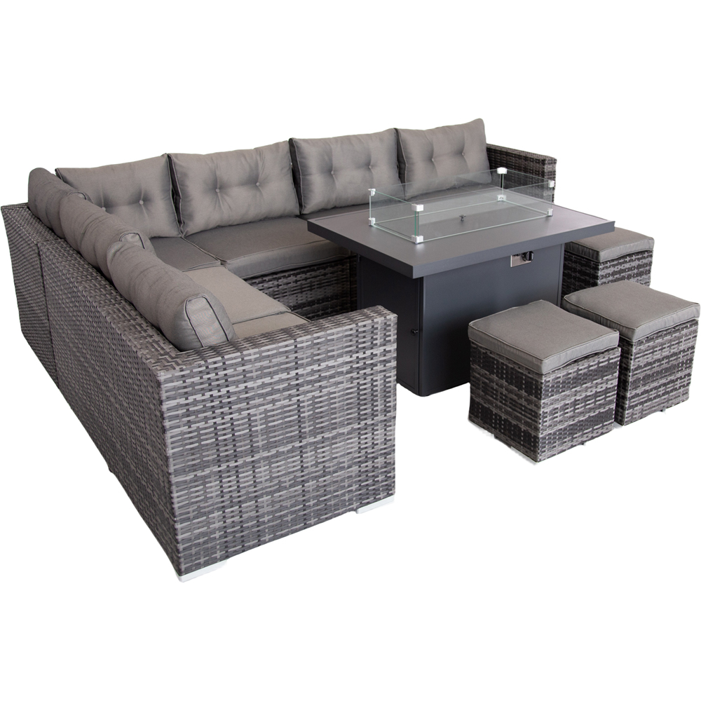 Furniture One 9 Seater Brown Corner Sofa Set with Fire Pit Table Image 6