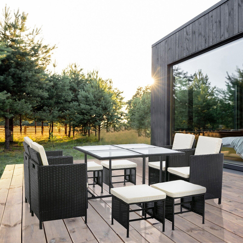 Cuba 8 Seater Black Rattan Outdoor Dining Set Image 8