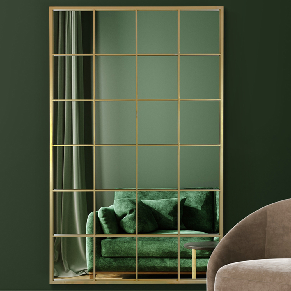 MirrorOutlet The Genestra Gold Modern Window Garden Wall Mirror 174 x 110cm Image 2